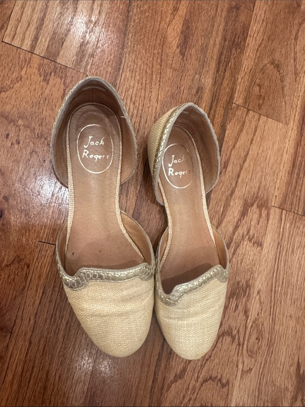 Jack Rogers Beige D'Orsay Raffia Flats